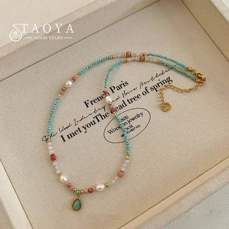 Natural-Stone Pearl Waterdrop Necklace