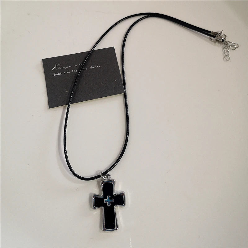 Y2K Punk Heart & Cross Pendant Necklace