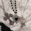 Y2K Heart & Cross Pendant Necklace
