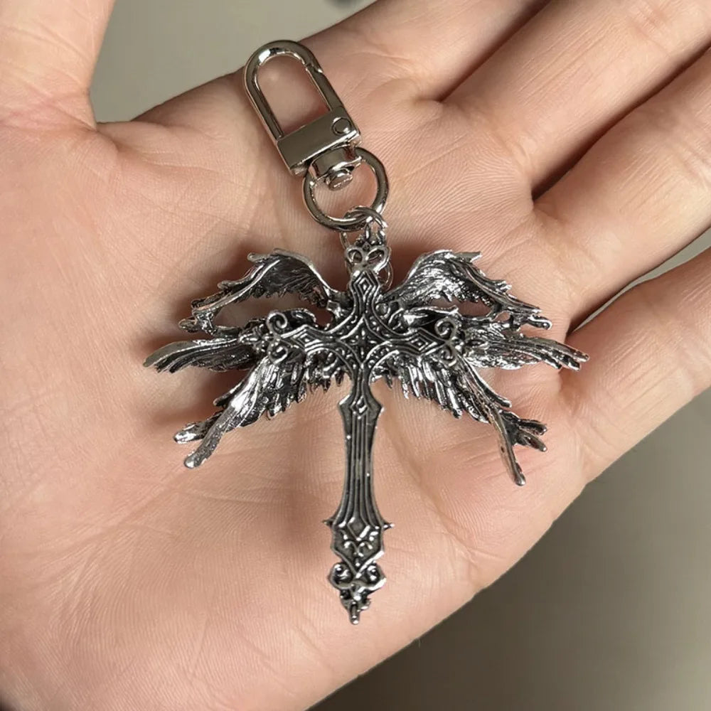 Gothic Winged Cross Pendant Necklace
