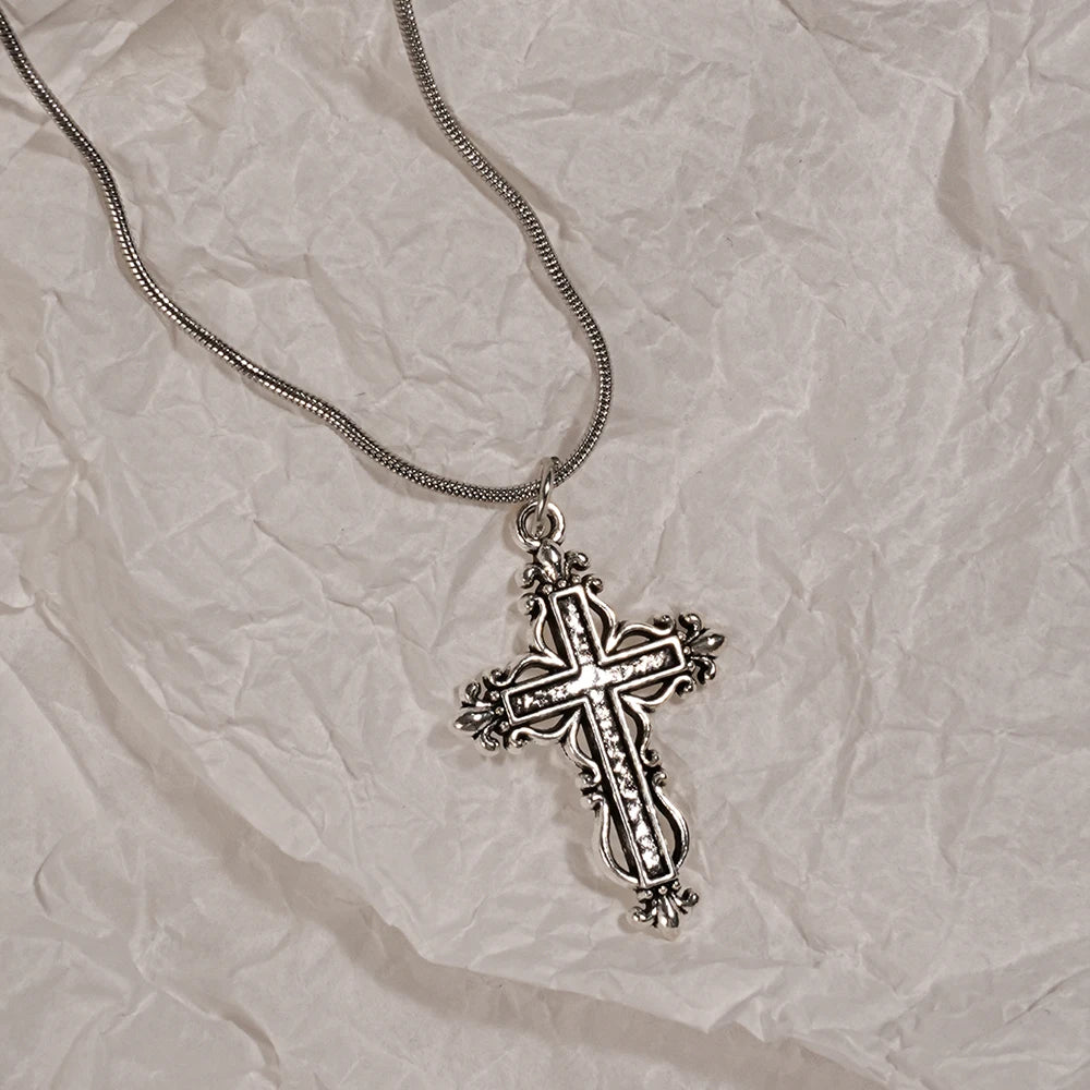 Y2K Heart & Cross Pendant Necklace