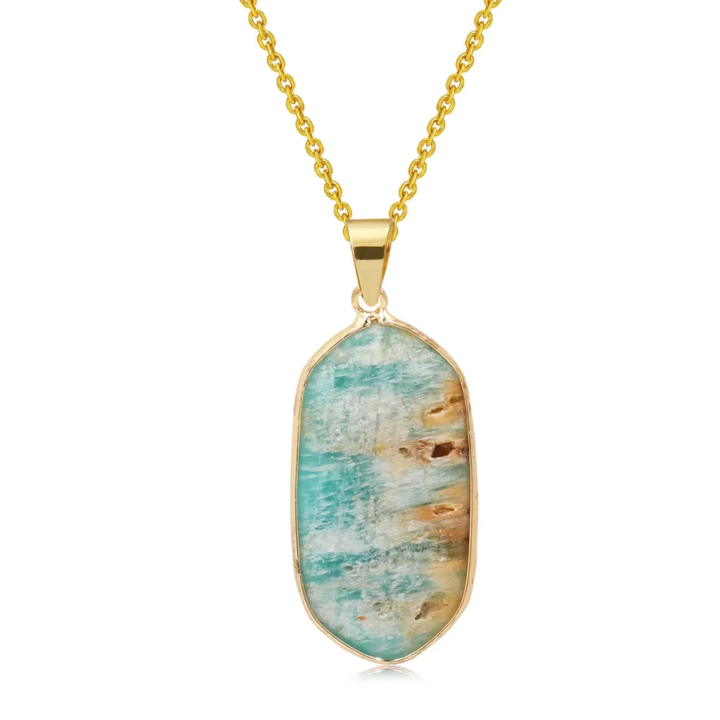 Amazonite Geometric Stone Pendant Necklace