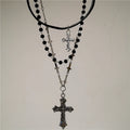 Layered Y2K Cross & Bead Necklace