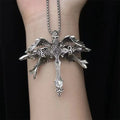 Gothic Winged Cross Pendant Necklace