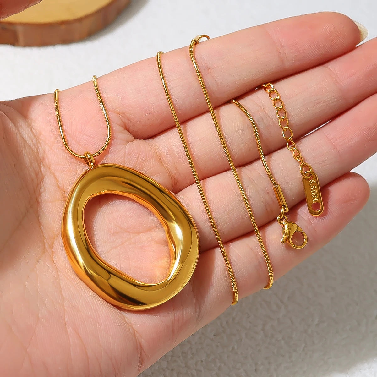 Sculptural Gold Irregular Pendant Necklace