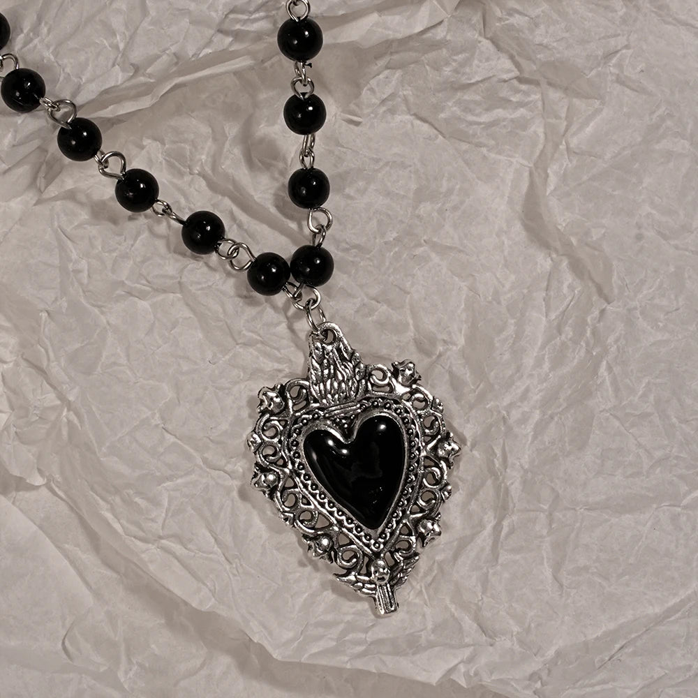 Y2K Heart & Cross Pendant Necklace