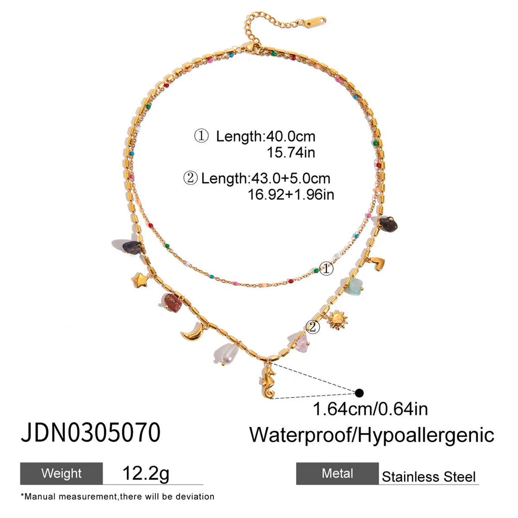 Original celestial layered necklace dimensions