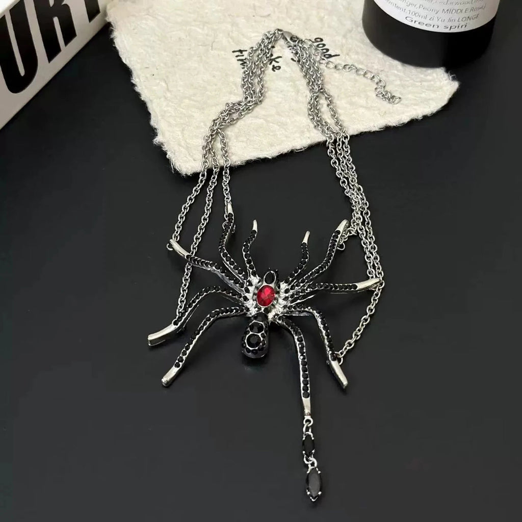 Layered gothic spider necklace original product view