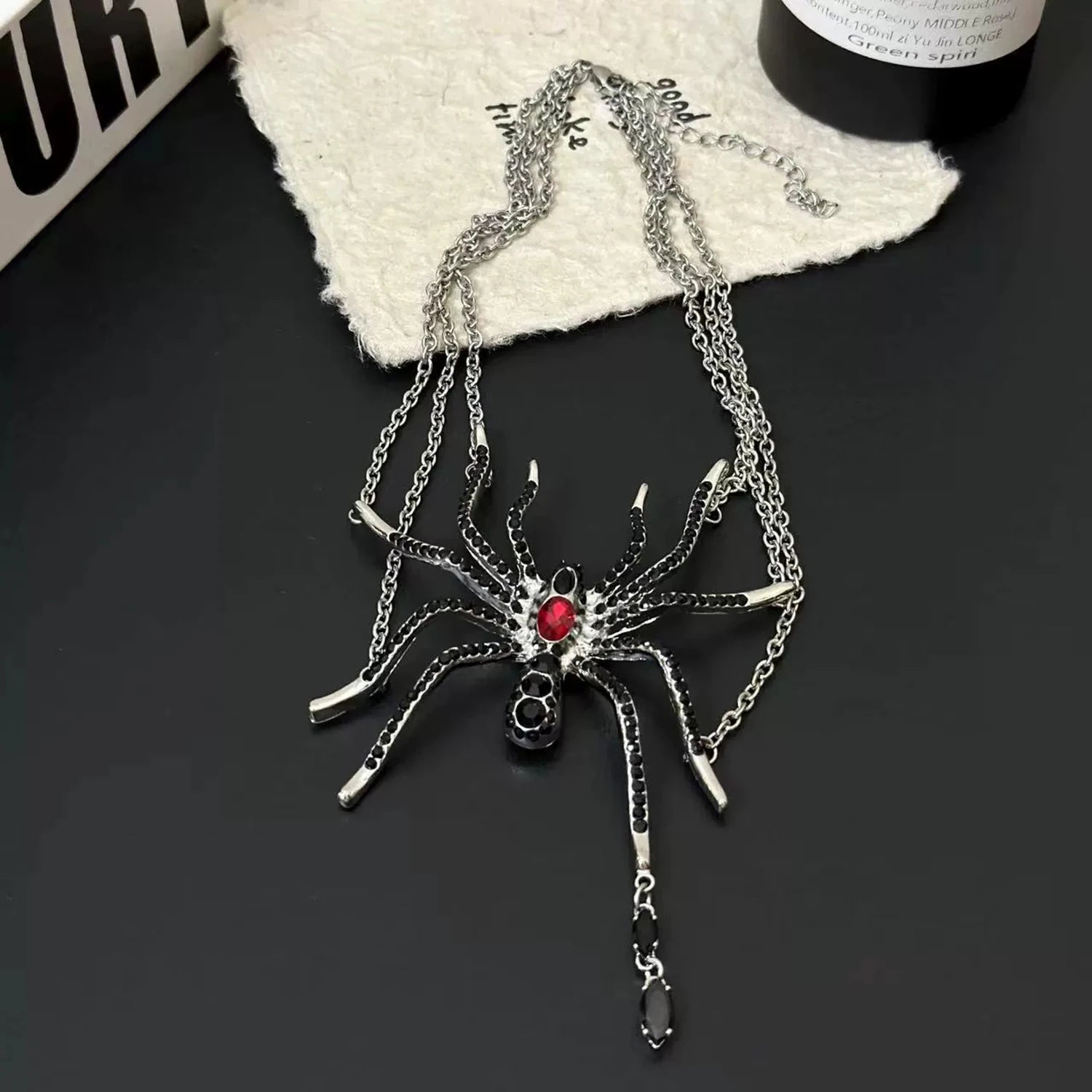 Layered gothic spider necklace original product view
