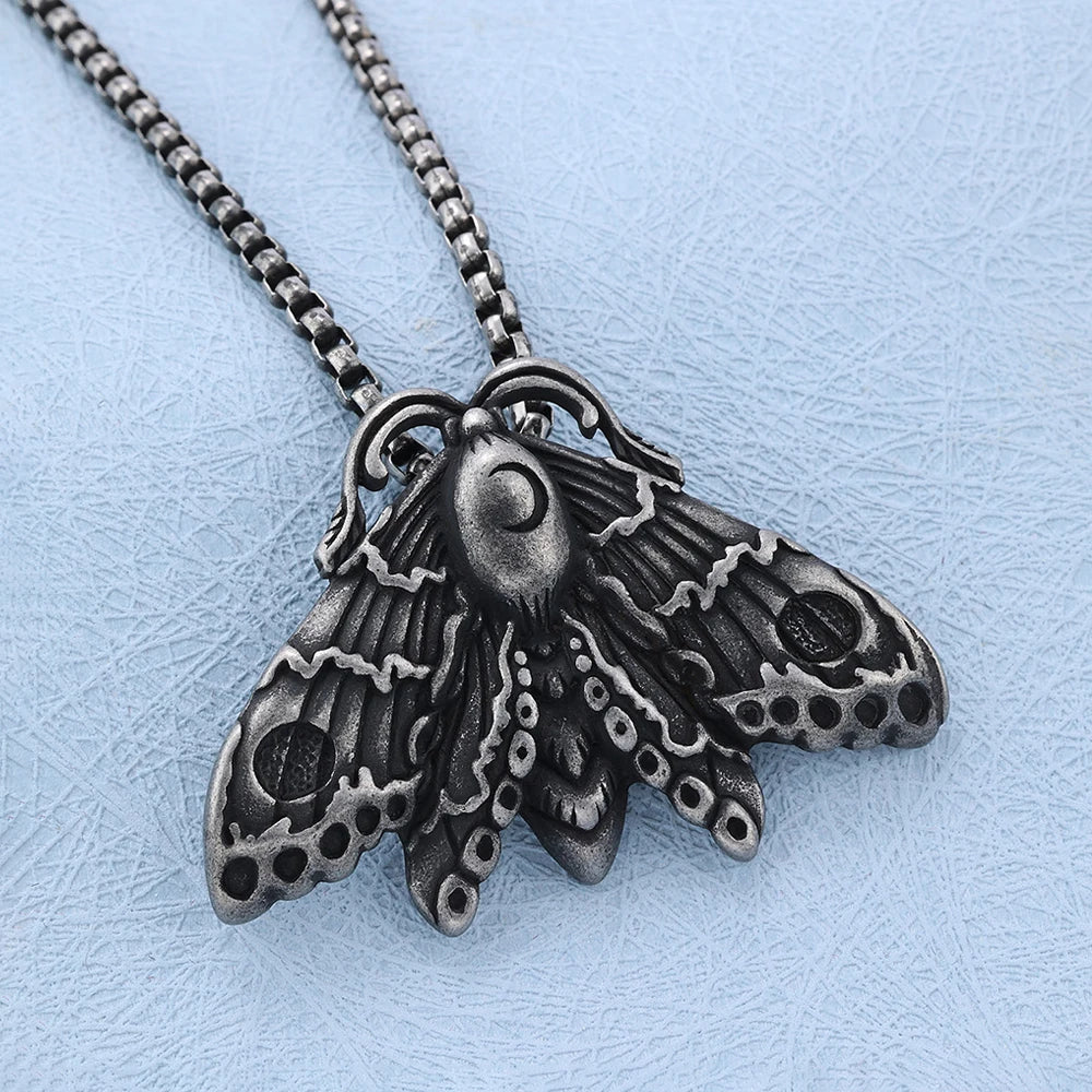 Original listing view of the stainless steel moon moth pendant