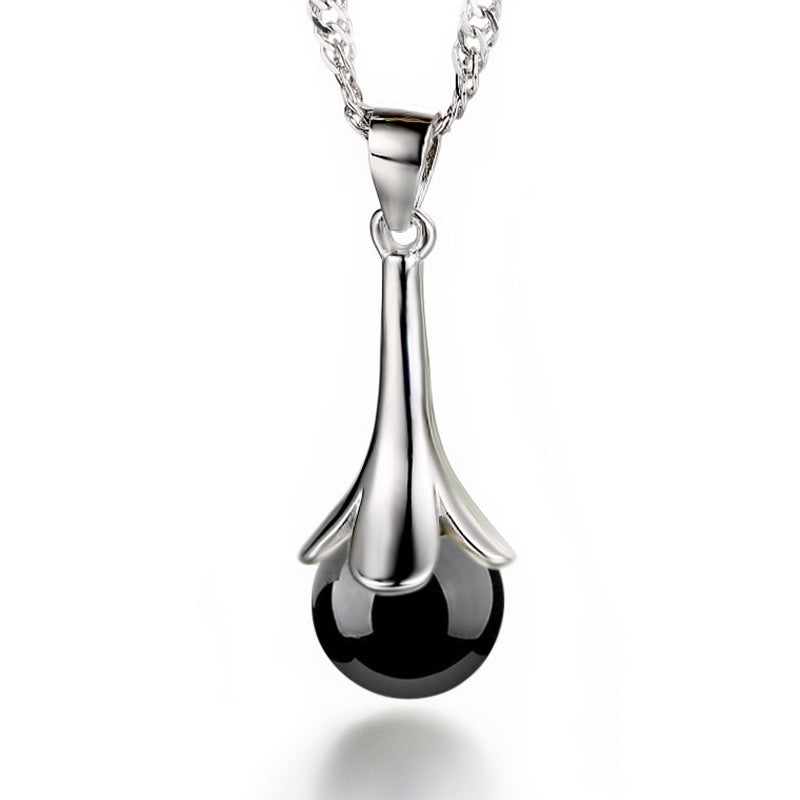 Original close view of red agate drop pendant necklace