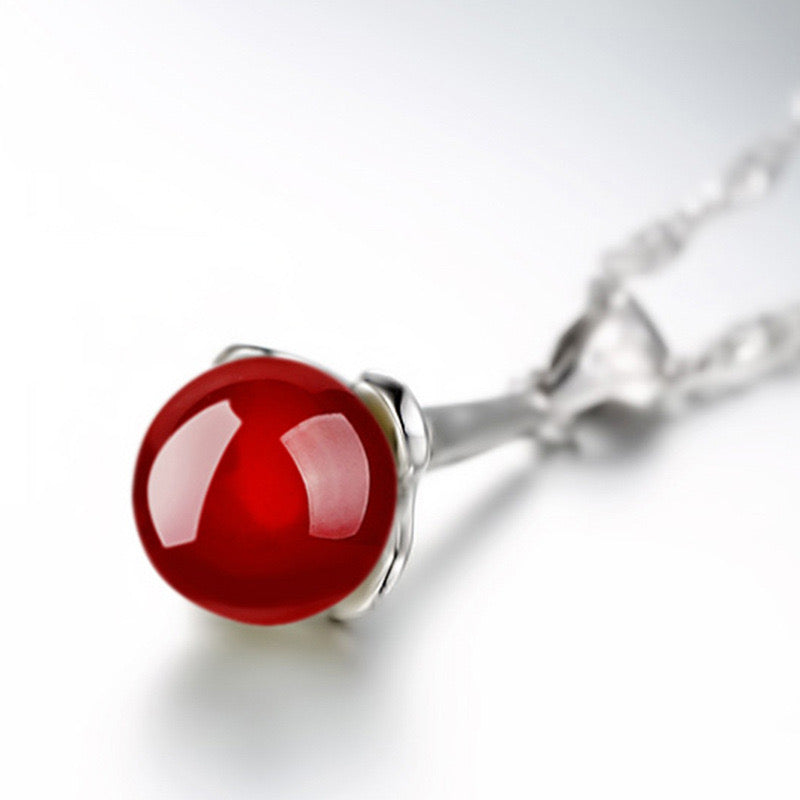 Original product view of red agate drop pendant necklace