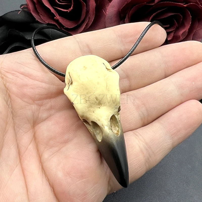 Original alternate view of the raven skull pendant