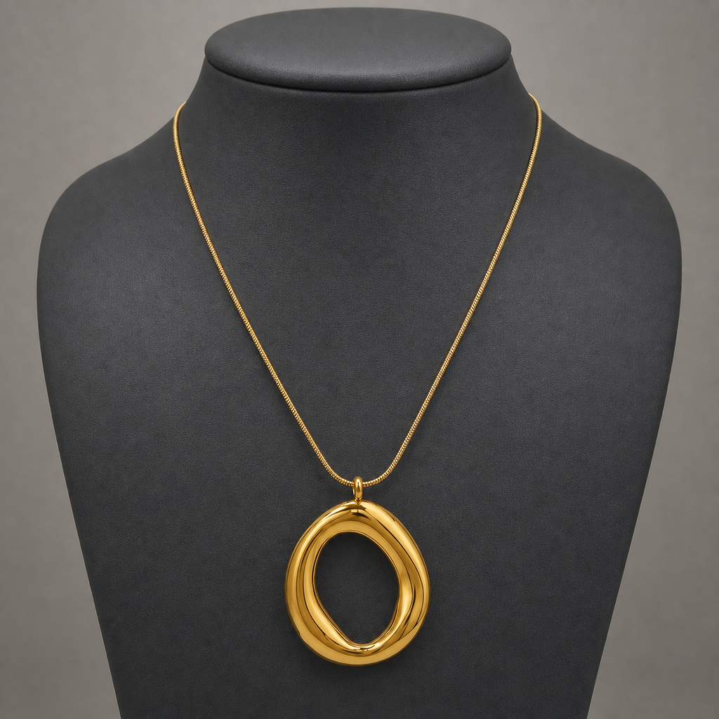 Sculptural Gold Irregular Pendant Necklace
