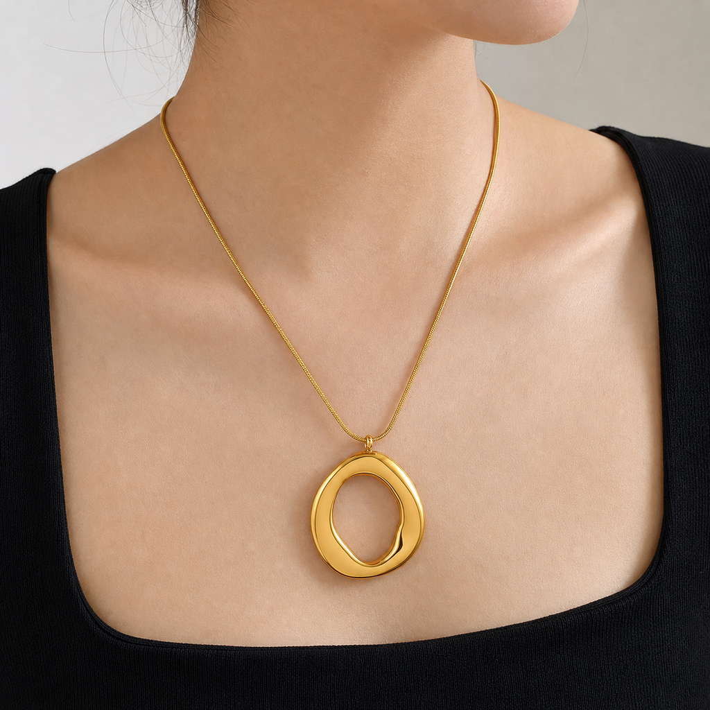 Sculptural Gold Irregular Pendant Necklace