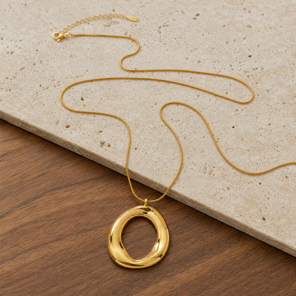 Sculptural Gold Irregular Pendant Necklace