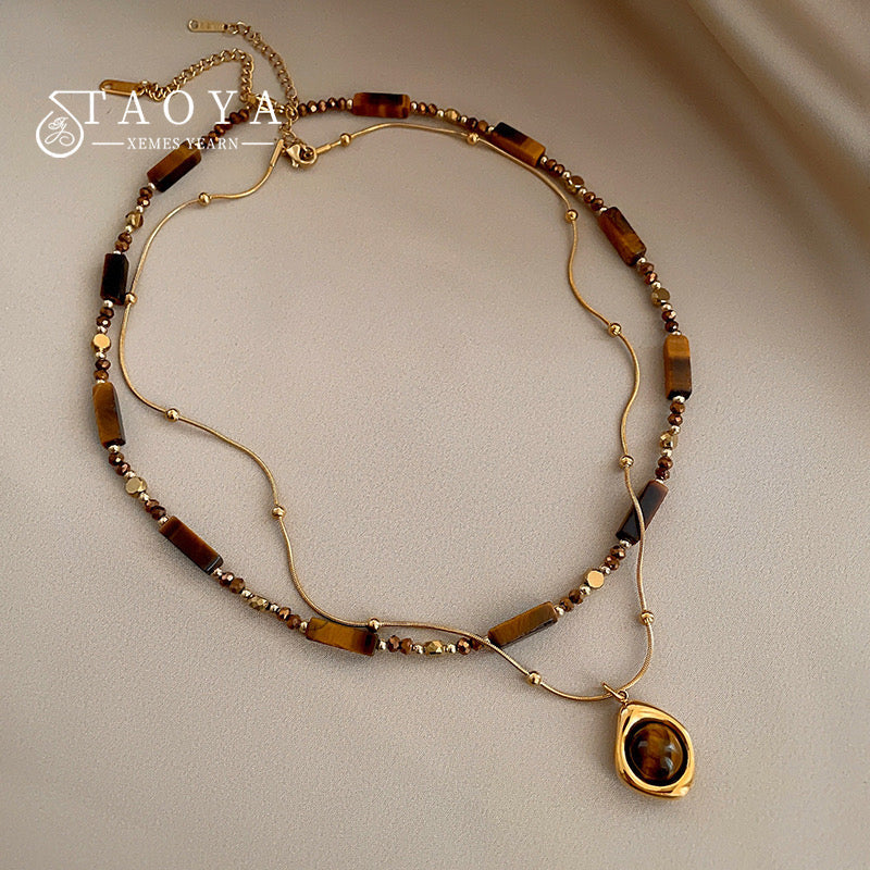 Original extracted Tiger-Eye Layering Necklace image 1